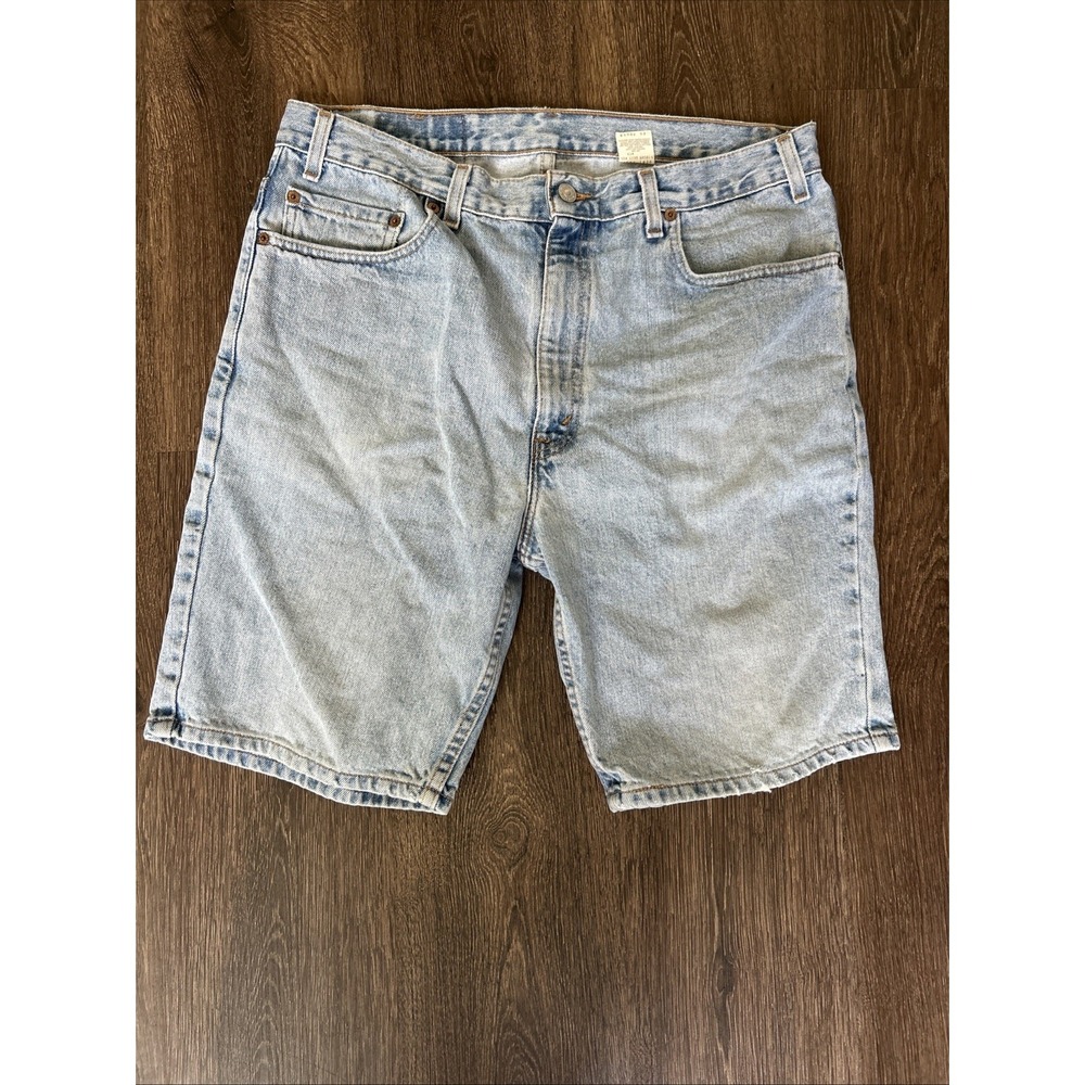 Vintage Levis 505 Shorts Mens Size 36 Blue Denim Jorts Light Wash Embroidered